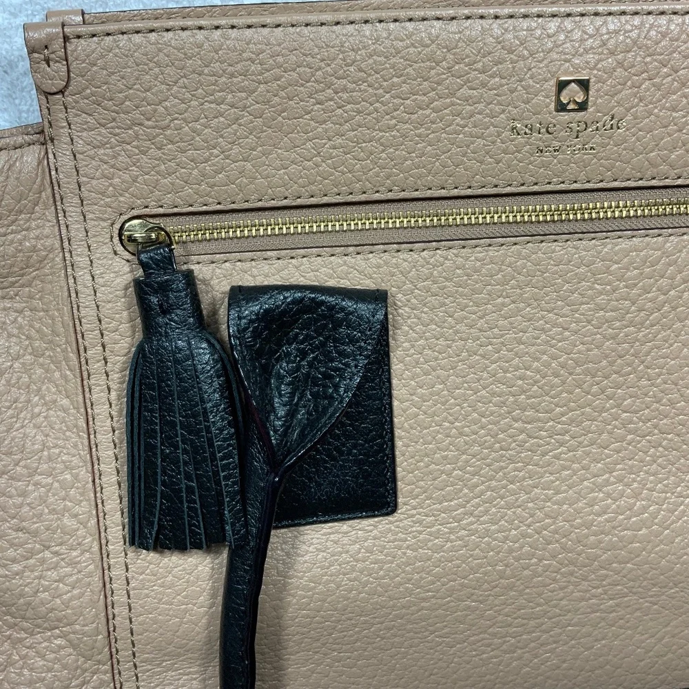 Kate Spade Large Leather Tan and Black Tote